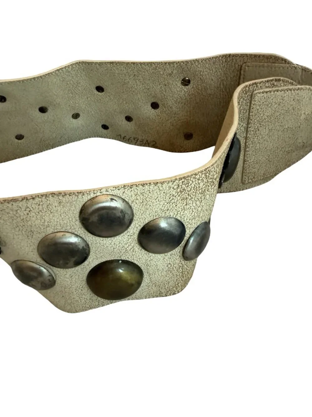 Beige Floral Stud Wide Belt Unique Y2k Retro Vintage 40